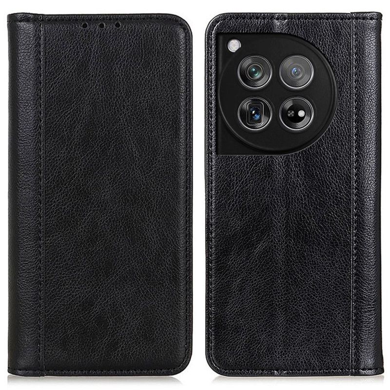 Folio Deksel Til Oneplus 12 5g Split Litchi Leather