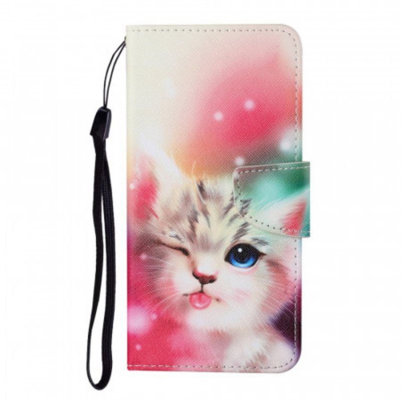 Folio Deksel Til Samsung Galaxy S22 Plus 5G Royal Cat Med Snor