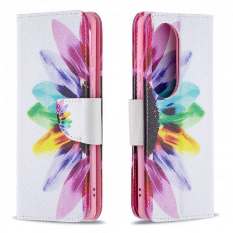 Folio Deksel Huawei P50 Pro Blomsterakvarell Beskyttelse Deksel