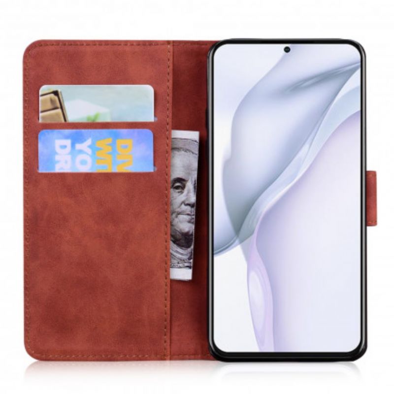 Lærdeksel Folio Deksel Huawei P50 Pro Mobildeksel Tiger Face Print