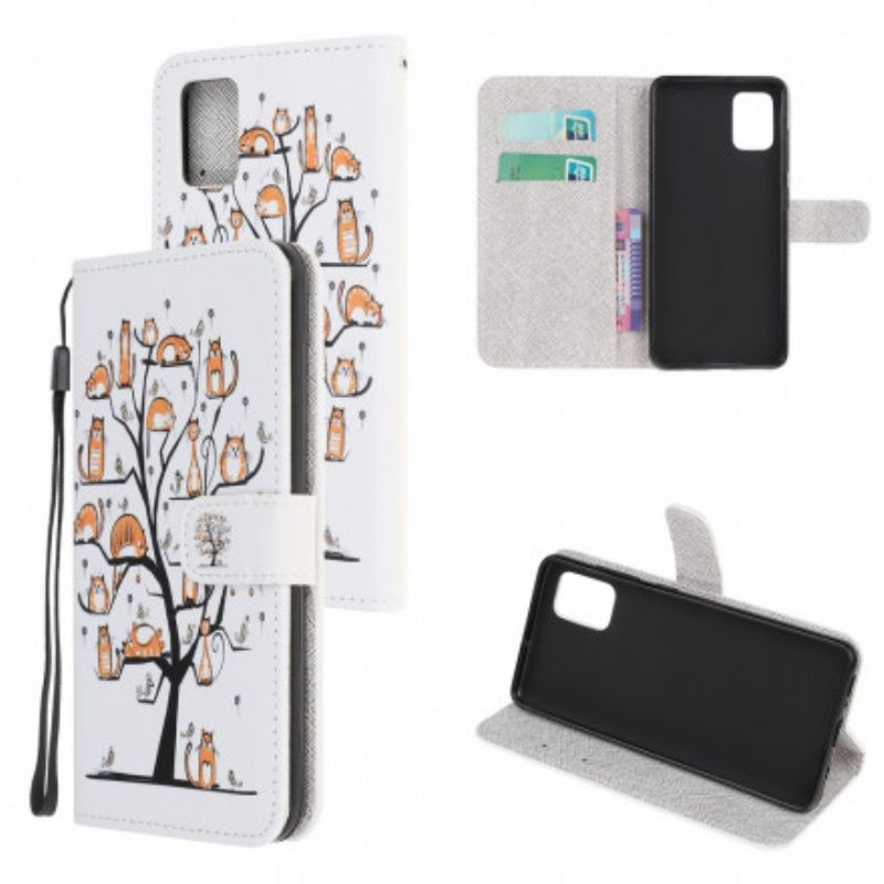 Folio Deksel Moto G100 Funky Cats Strappy Beskyttelse Deksel