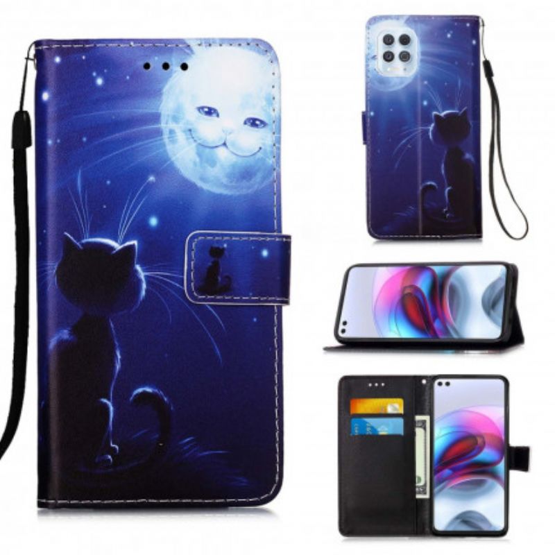 Folio Deksel Moto G100 Moonlight Cat