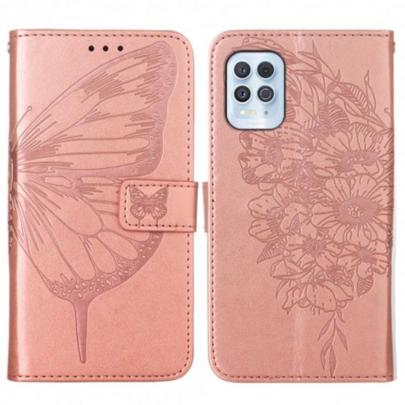 Lærdeksel Folio Deksel Moto G100 Mobildeksel Butterfly Design