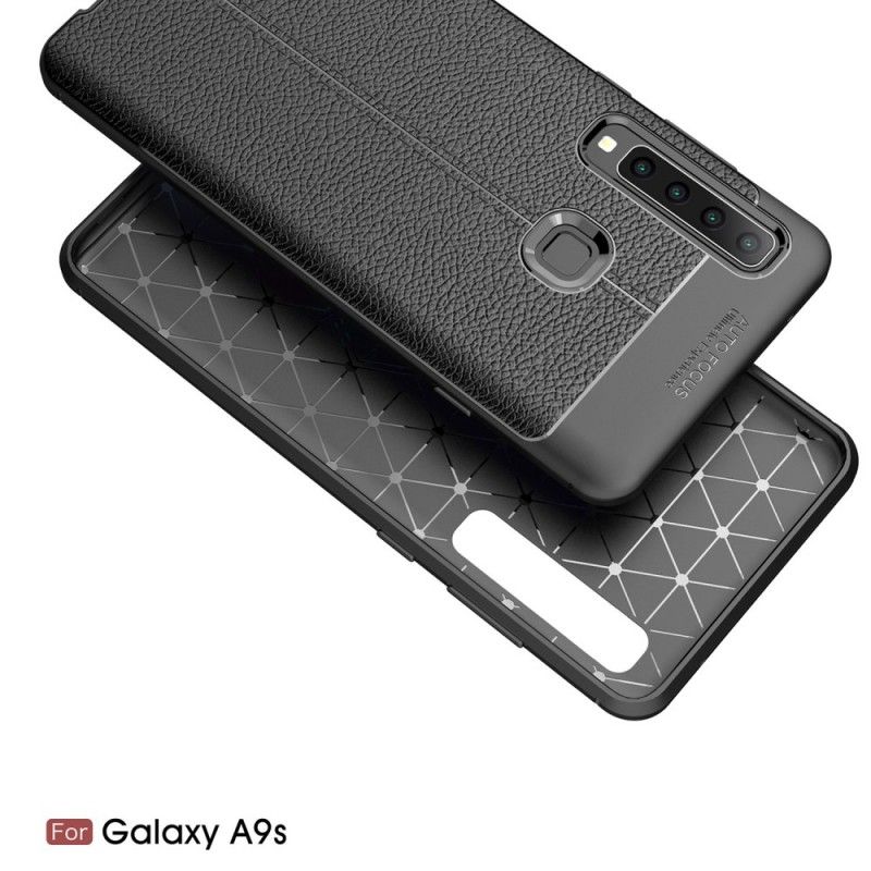 Deksel Samsung Galaxy A9 Svart Dobbeltlinje Litchi-Skinneffekt Beskyttelse