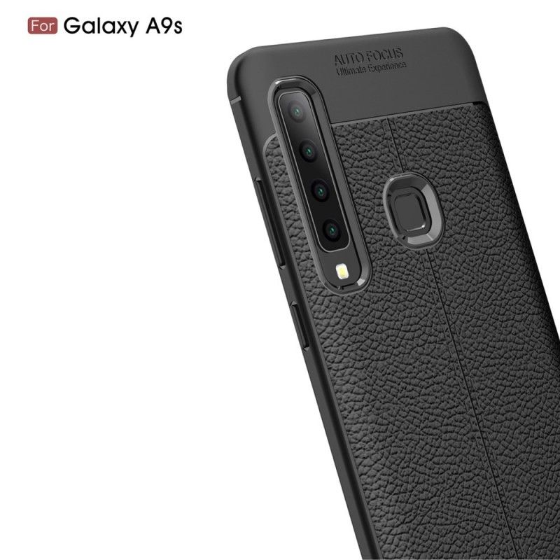 Deksel Samsung Galaxy A9 Svart Dobbeltlinje Litchi-Skinneffekt Beskyttelse