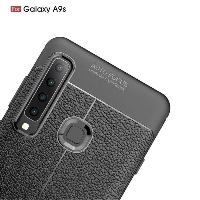 Deksel Samsung Galaxy A9 Svart Dobbeltlinje Litchi-Skinneffekt Beskyttelse