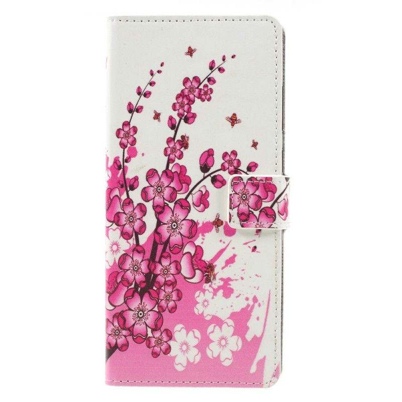 Folio Deksel Samsung Galaxy A9 Rosa Tropiske Blomster