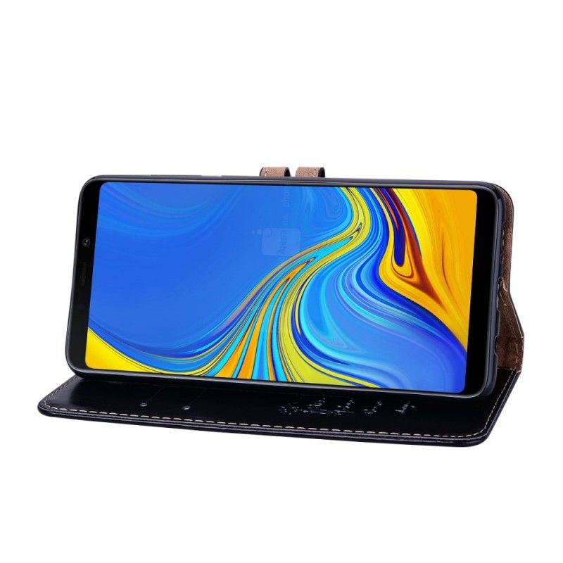 Folio Deksel Samsung Galaxy A9 Svart Vintage Skinneffekt Beskyttelse