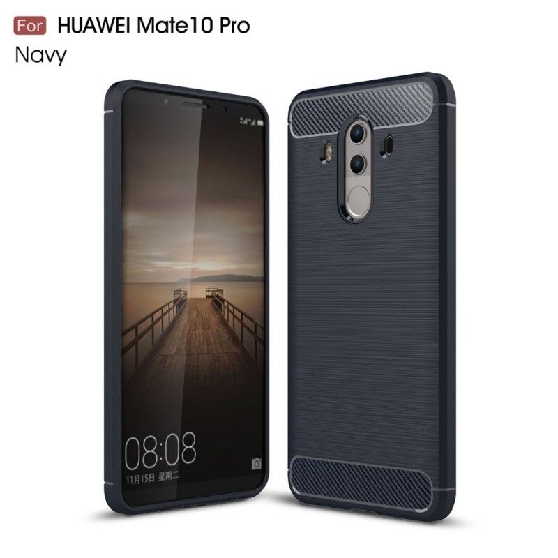 Deksel for Huawei Mate 10 Pro Svart Børstet Karbonfiber