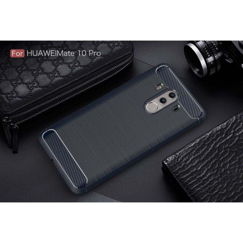 Deksel for Huawei Mate 10 Pro Svart Børstet Karbonfiber