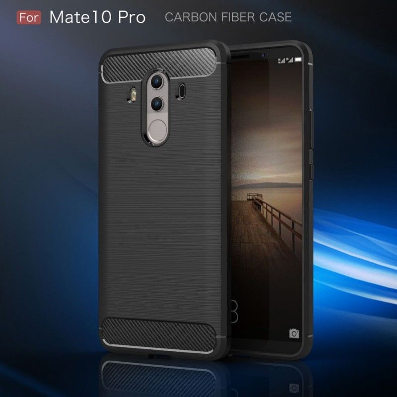 Deksel for Huawei Mate 10 Pro Svart Børstet Karbonfiber