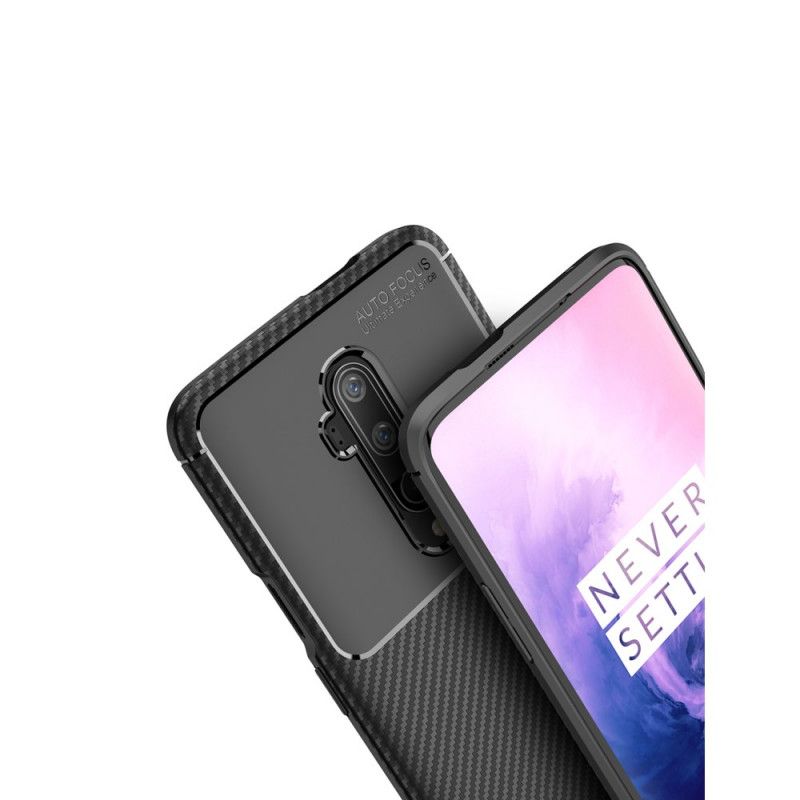 Deksel for OnePlus 7T Pro Svart Fleksibel Karbonfibertekstur