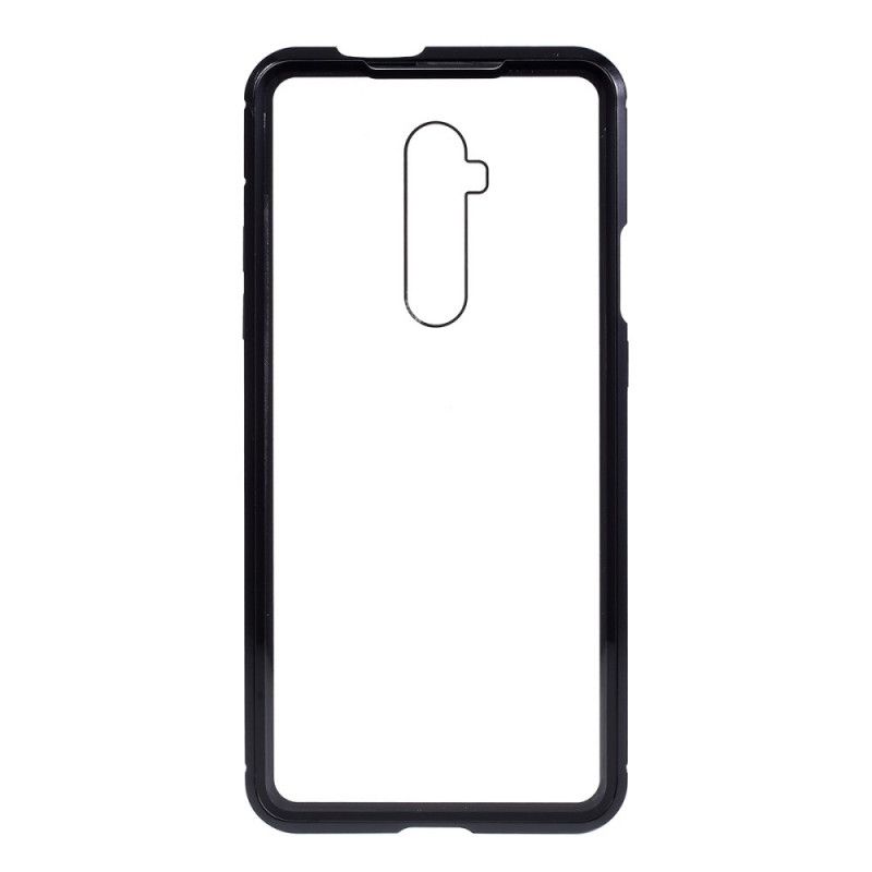 Deksel for OnePlus 7T Pro Svart Kanter Av Metall Og Herdet Glass