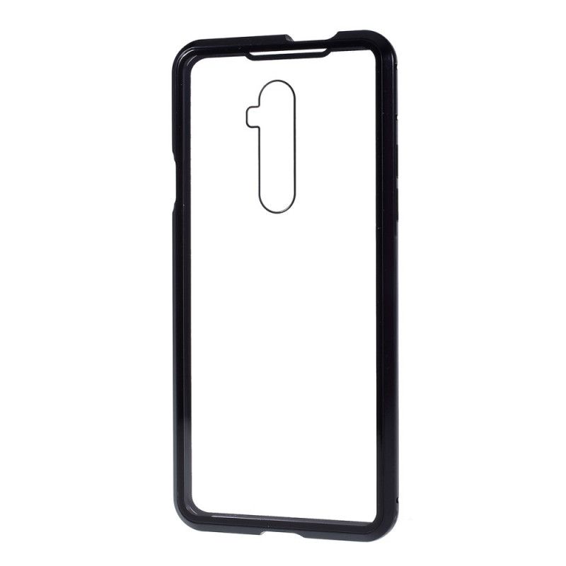 Deksel for OnePlus 7T Pro Svart Kanter Av Metall Og Herdet Glass