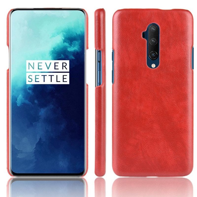 Deksel OnePlus 7T Pro Svart Litchi-Skinneffekt