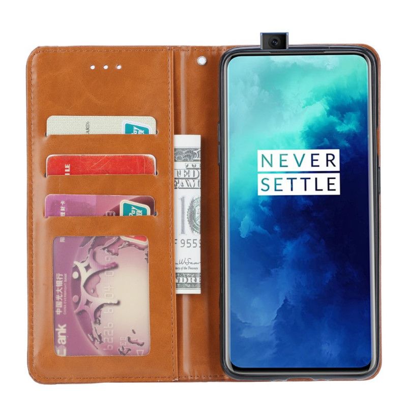 Folio Deksel OnePlus 7T Pro Svart Kortholder I Imitert Skinn Beskyttelse