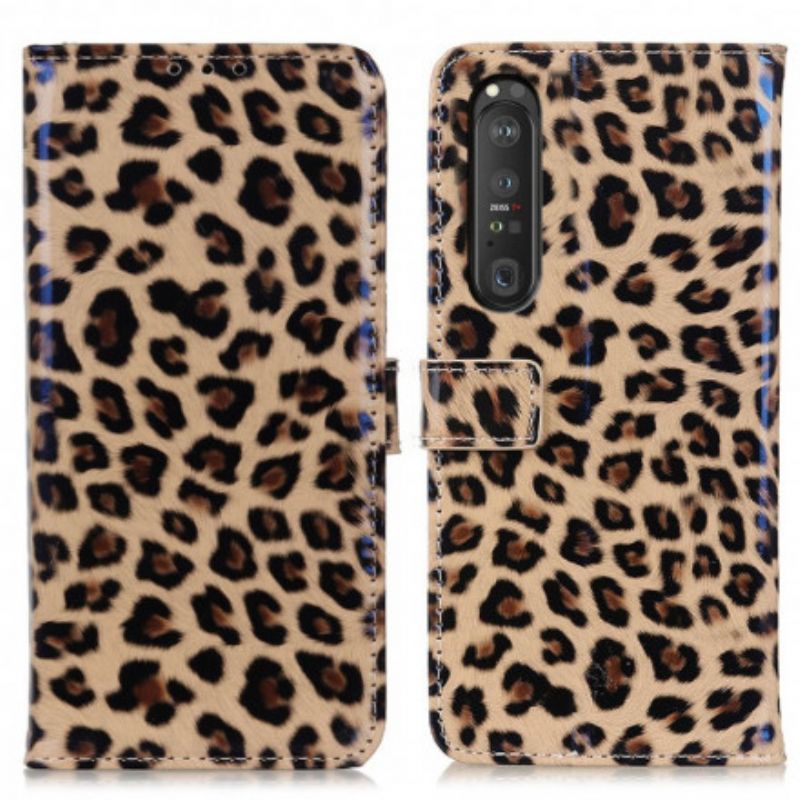 Lærdeksel Folio Deksel Sony Xperia 1 Iii Mobildeksel Leopard