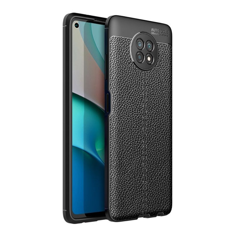 Deksel Xiaomi Redmi Note 9 5G / Note 9T 5G Svart Dobbeltlinjet Litchi-Effekt