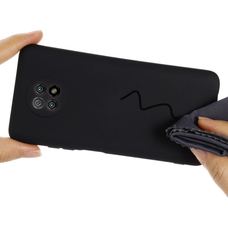 Deksel Xiaomi Redmi Note 9 5G / Note 9T 5G Svart Flytende Silikon Og Stropp