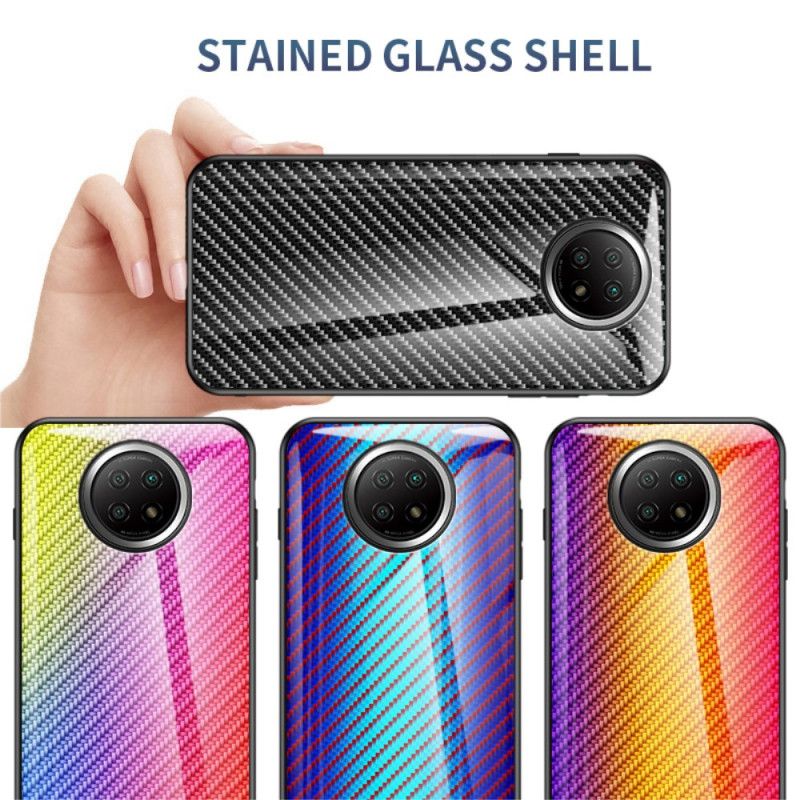 Deksel Xiaomi Redmi Note 9 5G / Note 9T 5G Svart Herdet Glass I Karbonfiber