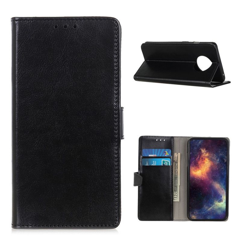 Folio Deksel for Xiaomi Redmi Note 9 5G / Note 9T 5G Svart Enkel Skinnende Skinneffekt