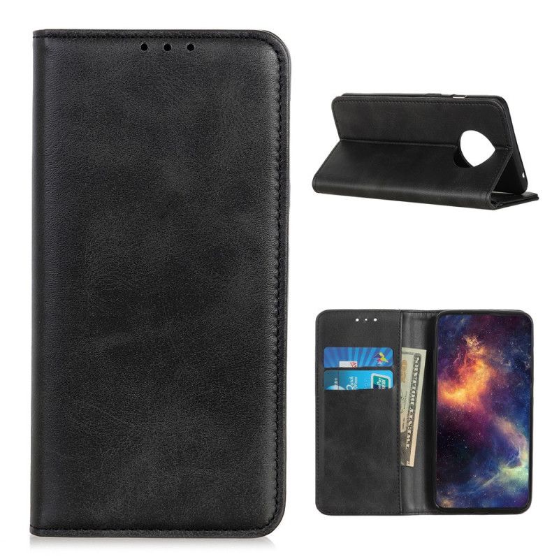 Folio Deksel Xiaomi Redmi Note 9 5G / Note 9T 5G Svart Elegant Delt Skinn