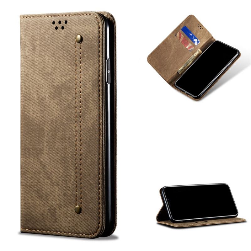 Folio Deksel Xiaomi Redmi Note 9 5G / Note 9T 5G Svart Jeansstoff