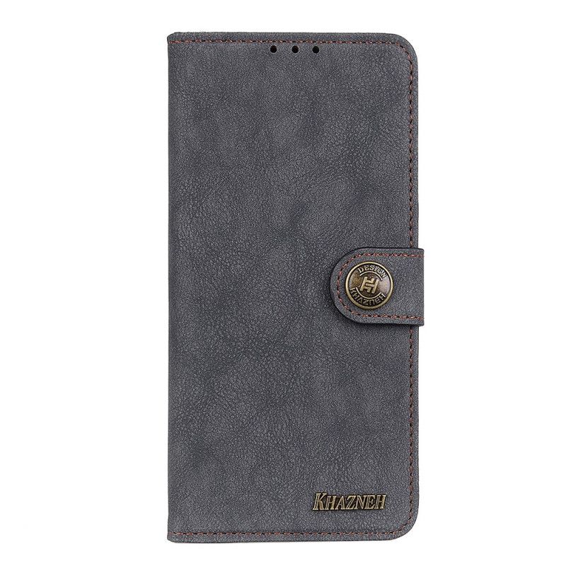 Folio Deksel Xiaomi Redmi Note 9 5G / Note 9T 5G Svart Khazneh Delt Skinn Anti-fall