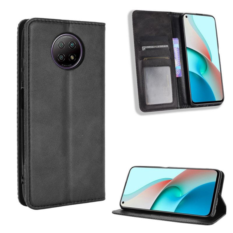 Folio Deksel Xiaomi Redmi Note 9 5G / Note 9T 5G Svart Stilisert Skinneffekt