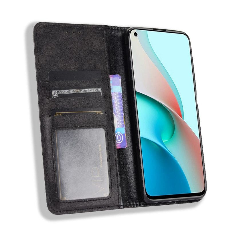 Folio Deksel Xiaomi Redmi Note 9 5G / Note 9T 5G Svart Stilisert Skinneffekt