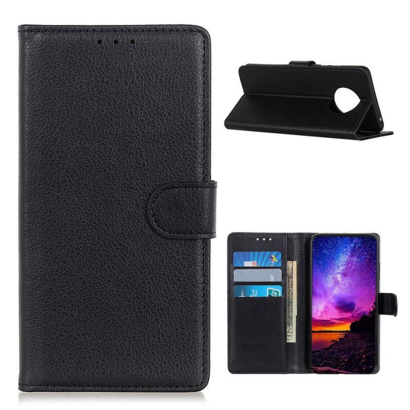 Folio Deksel Xiaomi Redmi Note 9 5G / Note 9T 5G Svart Tradisjonell Litchi