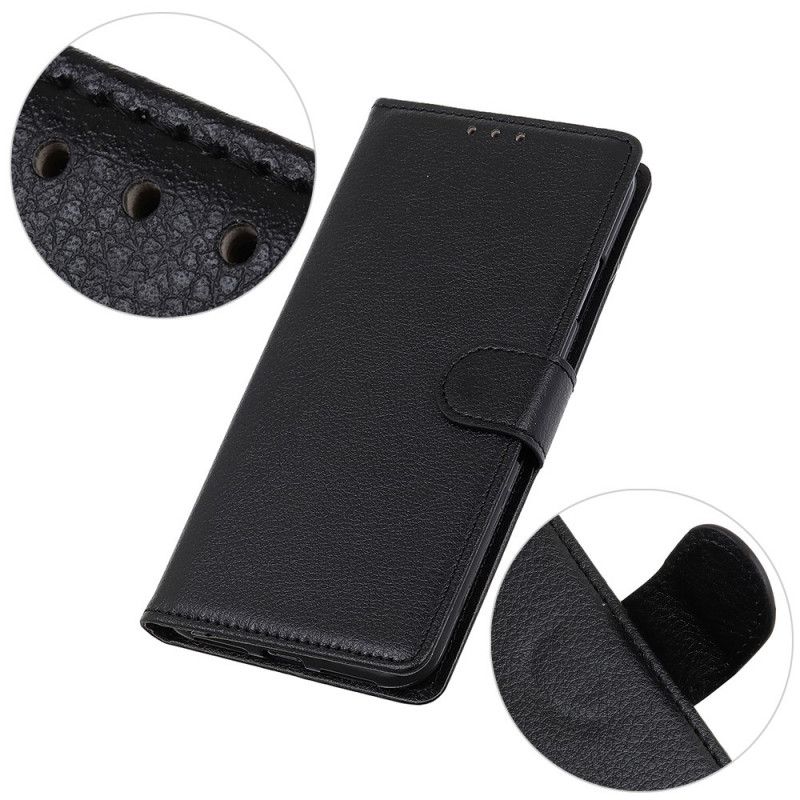 Folio Deksel Xiaomi Redmi Note 9 5G / Note 9T 5G Svart Tradisjonell Litchi