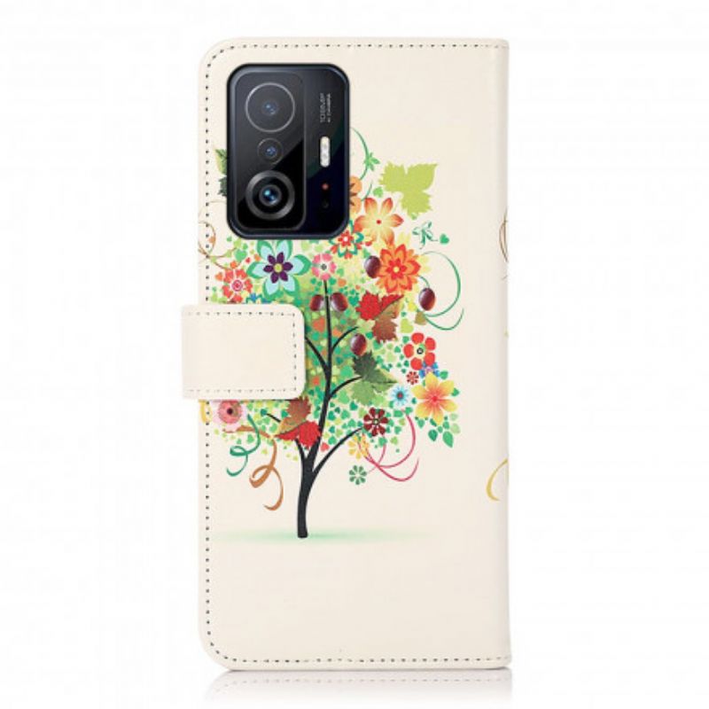 Folio Deksel Xiaomi Mi 11t / 11t Pro Blomstrende Tre Beskyttelse Deksel