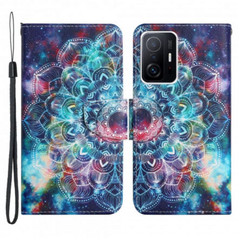 Folio Deksel Xiaomi Mi 11t / 11t Pro Flashy Half Strappy Mandala Beskyttelse Deksel