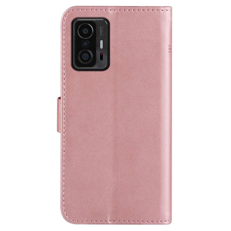 Folio Deksel Xiaomi Mi 11t / 11t Pro Geo Leather Effect Strappy