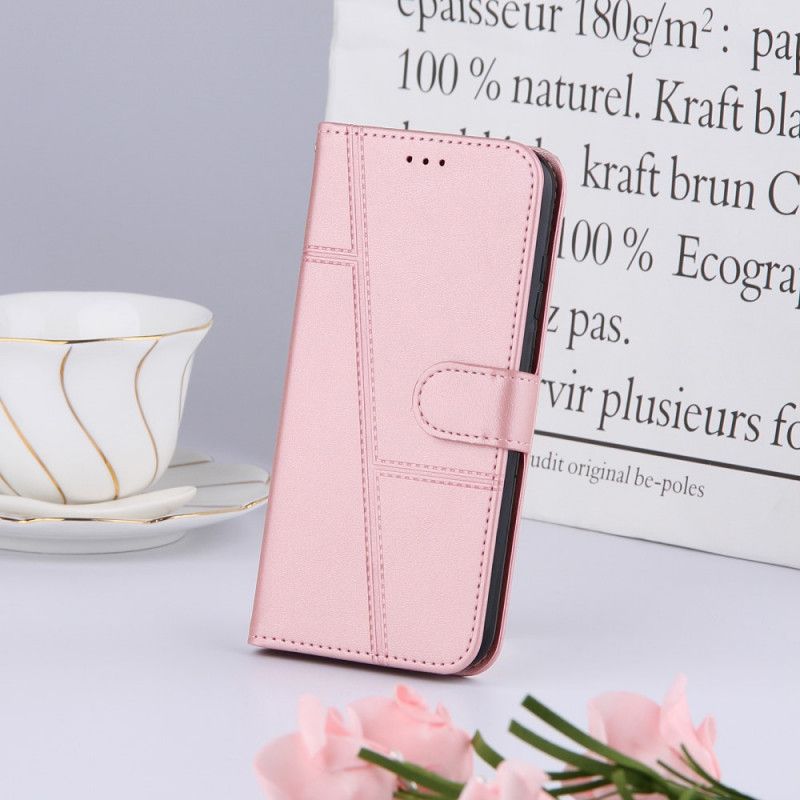 Folio Deksel Xiaomi Mi 11t / 11t Pro Geo Leather Effect Strappy