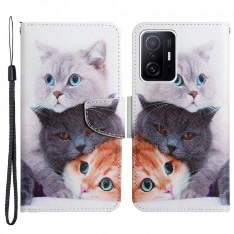 Folio Deksel Xiaomi Mi 11t / 11t Pro Pile Of Cats Stropp Beskyttelse Deksel