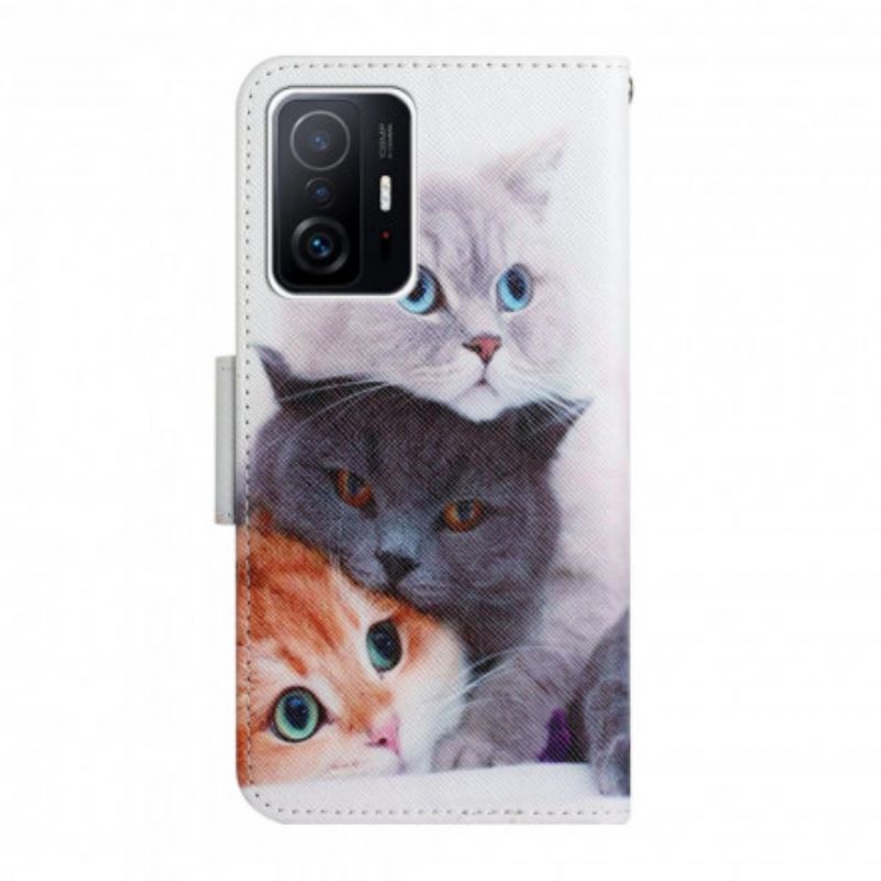 Folio Deksel Xiaomi Mi 11t / 11t Pro Pile Of Cats Stropp Beskyttelse Deksel