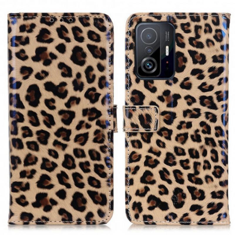 Lærdeksel Folio Deksel Xiaomi Mi 11t / 11t Pro Enkel Leopard