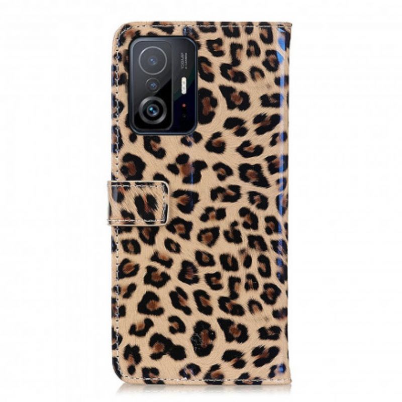 Lærdeksel Folio Deksel Xiaomi Mi 11t / 11t Pro Enkel Leopard