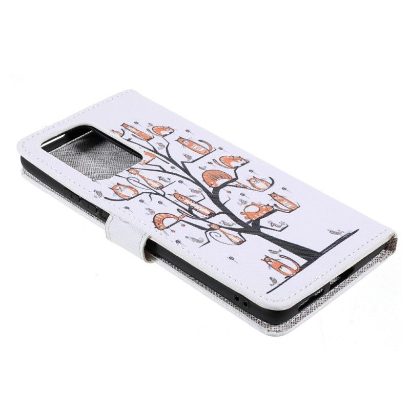 Lærdeksel Folio Deksel Xiaomi Mi 11t / 11t Pro Mobildeksel Funky Cats Strappy