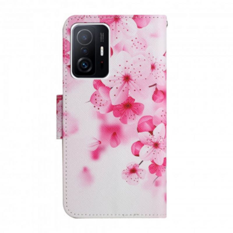 Lærdeksel Folio Deksel Xiaomi Mi 11t / 11t Pro Mobildeksel Rosa Blomster