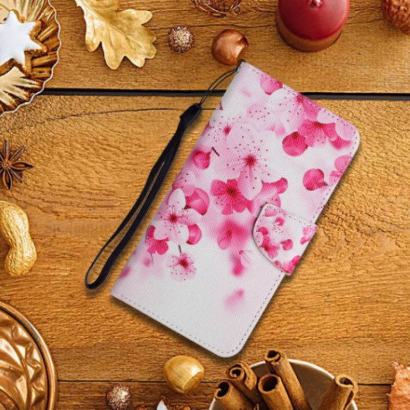 Lærdeksel Folio Deksel Xiaomi Mi 11t / 11t Pro Mobildeksel Rosa Blomster