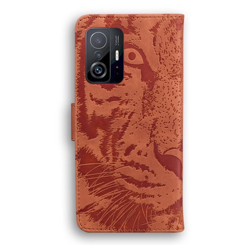 Lærdeksel Folio Deksel Xiaomi Mi 11t / 11t Pro Mobildeksel Tiger Face Print