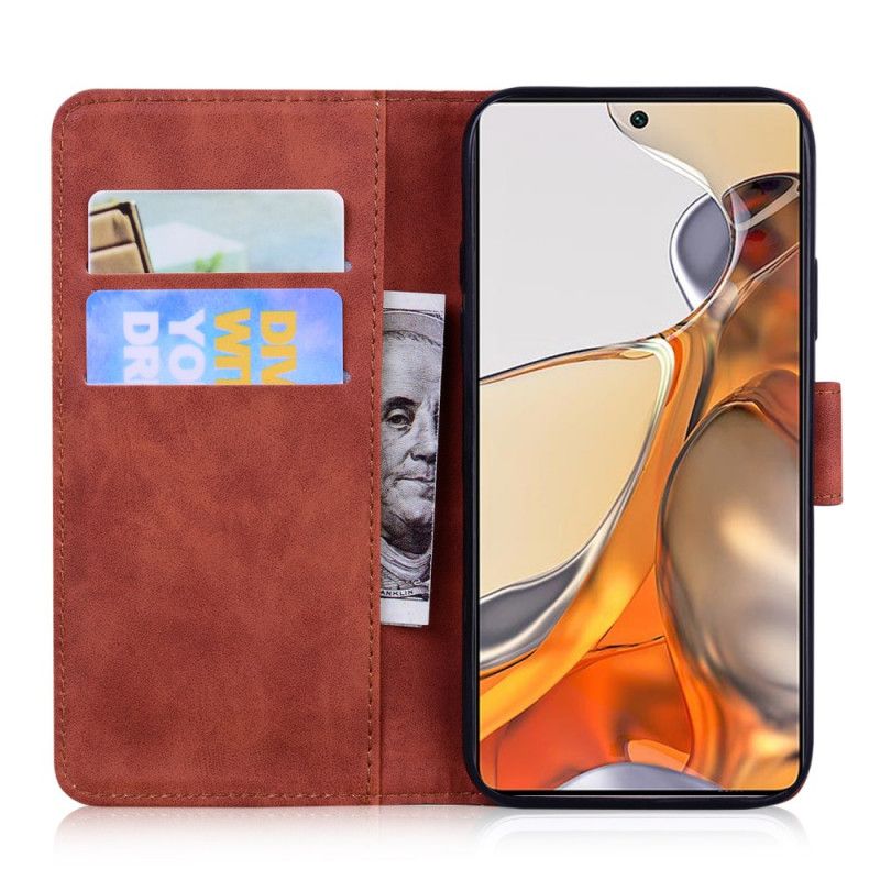 Lærdeksel Folio Deksel Xiaomi Mi 11t / 11t Pro Mobildeksel Tiger Face Print