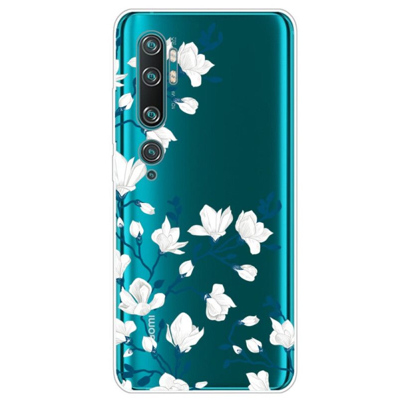 Deksel Xiaomi Mi Note 10 / 10 Pro Hvite Blomster Anti-fall