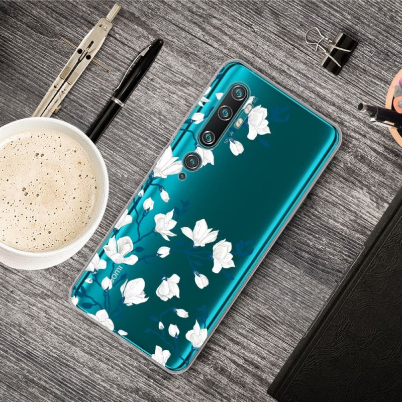 Deksel Xiaomi Mi Note 10 / 10 Pro Hvite Blomster Anti-fall