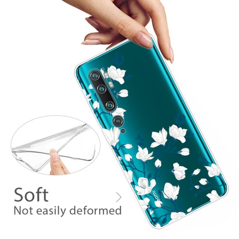 Deksel Xiaomi Mi Note 10 / 10 Pro Hvite Blomster Anti-fall