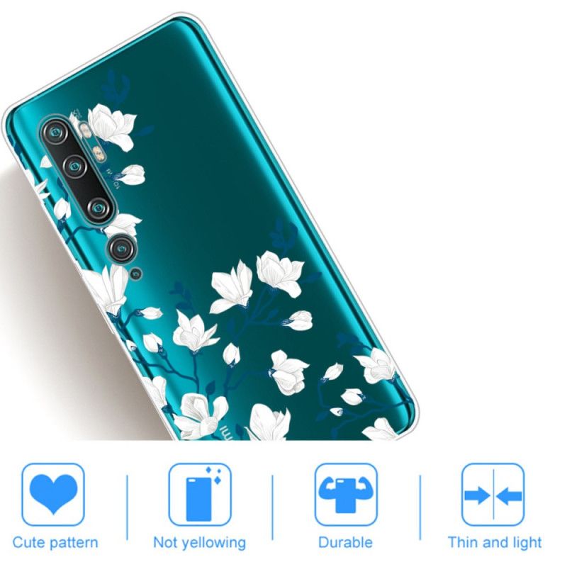 Deksel Xiaomi Mi Note 10 / 10 Pro Hvite Blomster Anti-fall