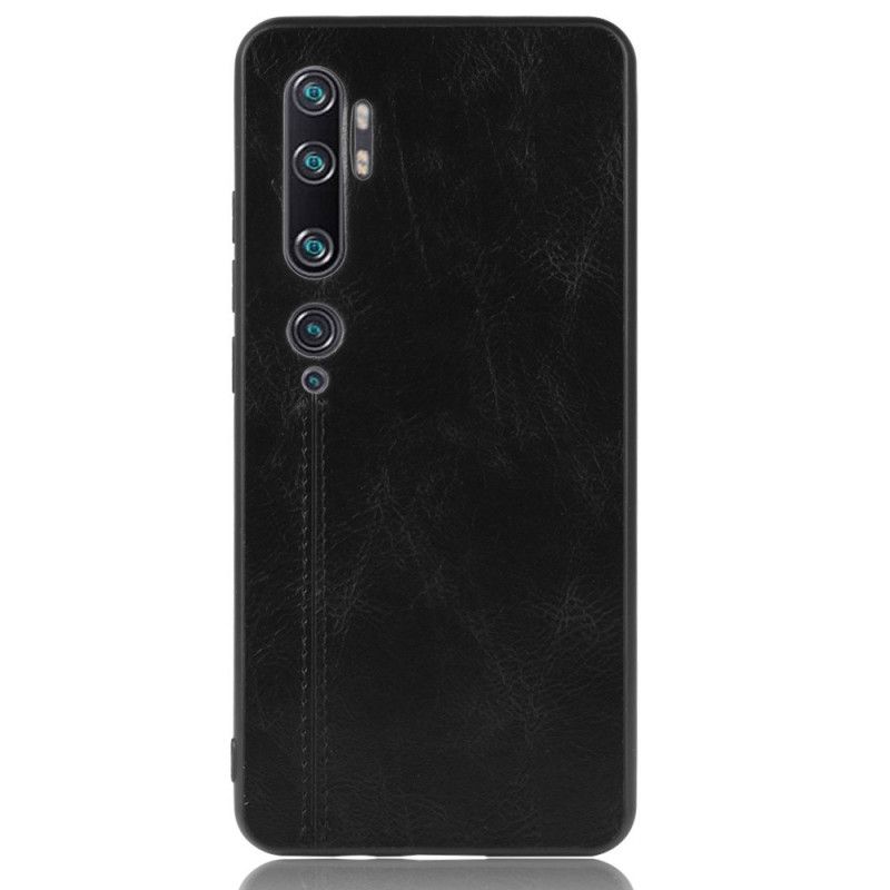 Deksel Xiaomi Mi Note 10 / 10 Pro Svart Sydd Skinneffekt